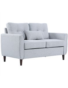 HOMCOM 2 Seater Sofa with Spring Cushion, Fabric Sofa with Wooden Legs, Modern Love Seat for Living Room, 140cm Width Tufted Cou
