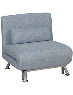 HOMCOM Linen Chair Bed, 3-in-1 Convertible Sleeper Chair with Adjustable Backrest, Pillow, for Living Room, Bedroom, Sky Blue