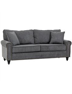 HOMCOM 3 Seater Sofa, Fabric Couch with Rubber Wood Legs, 3 Seater Settee with Extra Padded Cushions and Pillows for Living Room
