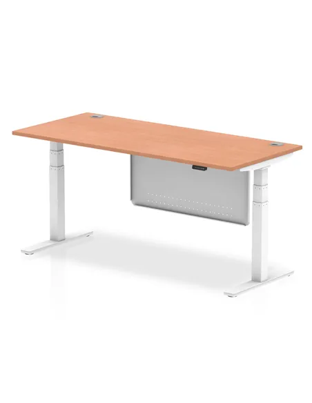 Dynamic Air Modesty 1800 x 800mm Height Adjustable Office Desk Beech Top Cable Ports Modesty Panel HA01344