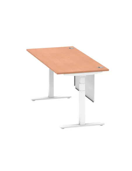 Dynamic Air Modesty 1800 x 800mm Height Adjustable Office Desk Beech Top Cable Ports Modesty Panel HA01344