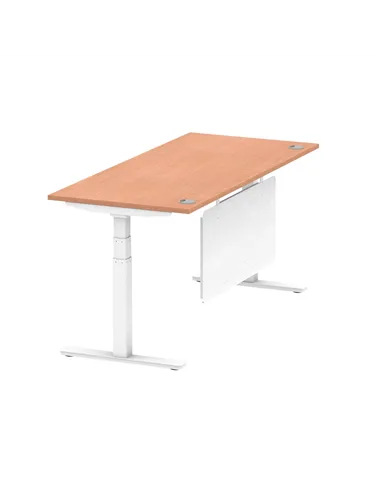 Dynamic Air Modesty 1800 x 800mm Height Adjustable Office Desk Beech Top Cable Ports Modesty Panel HA01344