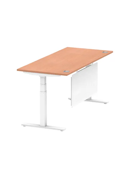 Dynamic Air Modesty 1800 x 800mm Height Adjustable Office Desk Beech Top Cable Ports Modesty Panel HA01344