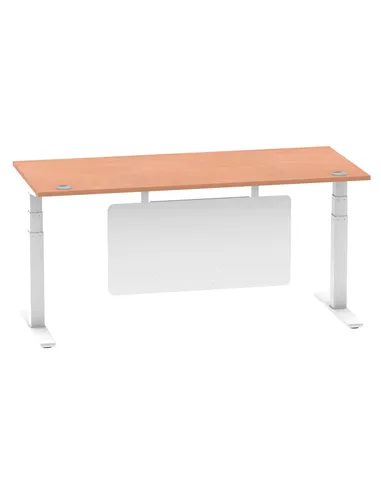 Dynamic Air Modesty 1800 x 800mm Height Adjustable Office Desk Beech Top Cable Ports Modesty Panel HA01344