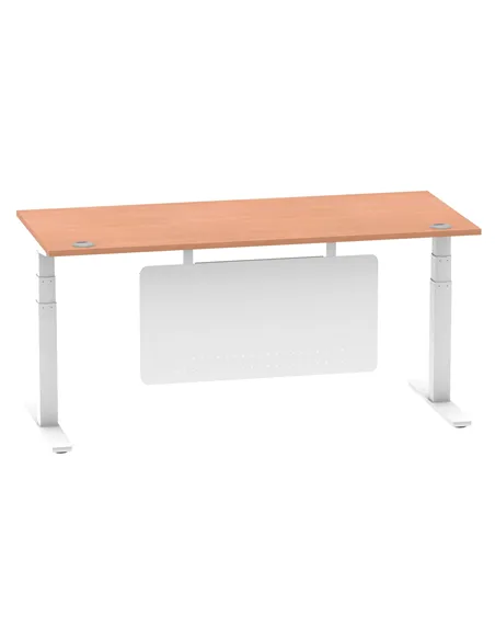 Dynamic Air Modesty 1800 x 800mm Height Adjustable Office Desk Beech Top Cable Ports Modesty Panel HA01344
