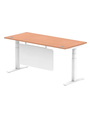 Dynamic Air Modesty 1800 x 800mm Height Adjustable Office Desk Beech Top Cable Ports Modesty Panel HA01344