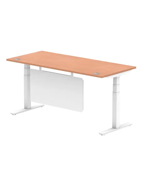 Dynamic Air Modesty 1800 x 800mm Height Adjustable Office Desk Beech Top Cable Ports Modesty Panel HA01344