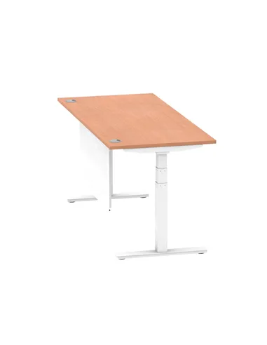 Dynamic Air Modesty 1800 x 800mm Height Adjustable Office Desk Beech Top Cable Ports Modesty Panel HA01344