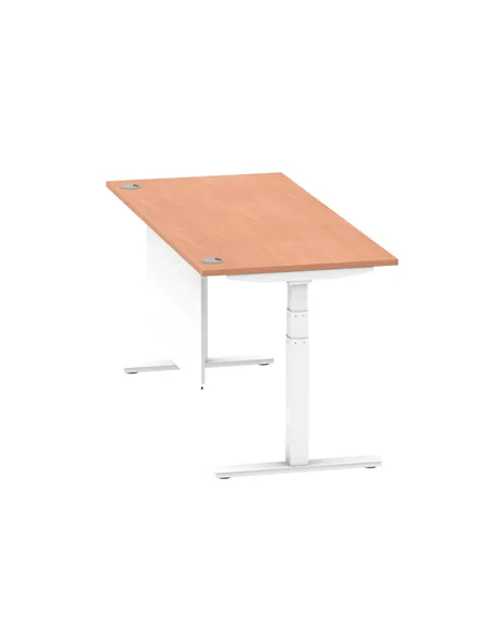 Dynamic Air Modesty 1800 x 800mm Height Adjustable Office Desk Beech Top Cable Ports Modesty Panel HA01344