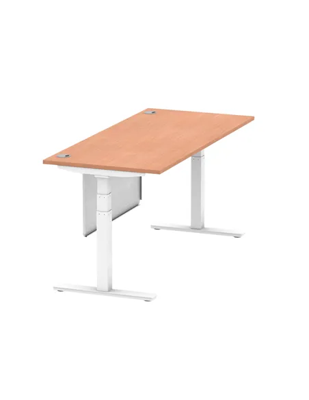 Dynamic Air Modesty 1800 x 800mm Height Adjustable Office Desk Beech Top Cable Ports Modesty Panel HA01344