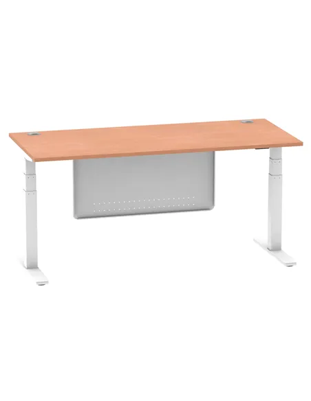 Dynamic Air Modesty 1800 x 800mm Height Adjustable Office Desk Beech Top Cable Ports Modesty Panel HA01344