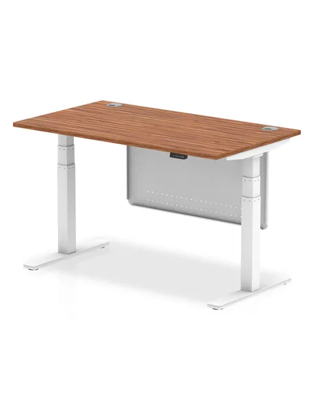 Dynamic Air Modesty 1400 x 800mm Height Adjustable Office Desk Walnut Top Cable Ports Modesty Panel HA01346