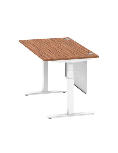 Dynamic Air Modesty 1400 x 800mm Height Adjustable Office Desk Walnut Top Cable Ports Modesty Panel HA01346