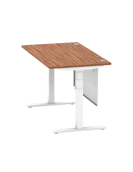 Dynamic Air Modesty 1400 x 800mm Height Adjustable Office Desk Walnut Top Cable Ports Modesty Panel HA01346