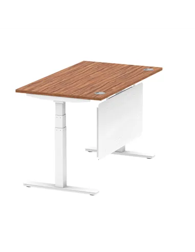Dynamic Air Modesty 1400 x 800mm Height Adjustable Office Desk Walnut Top Cable Ports Modesty Panel HA01346