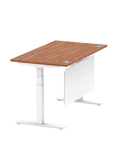Dynamic Air Modesty 1400 x 800mm Height Adjustable Office Desk Walnut Top Cable Ports Modesty Panel HA01346