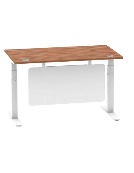 Dynamic Air Modesty 1400 x 800mm Height Adjustable Office Desk Walnut Top Cable Ports Modesty Panel HA01346