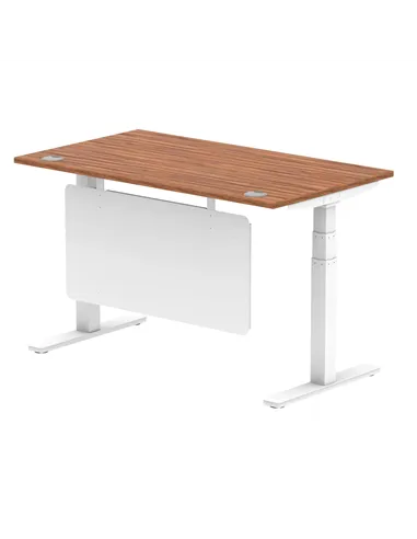 Dynamic Air Modesty 1400 x 800mm Height Adjustable Office Desk Walnut Top Cable Ports Modesty Panel HA01346