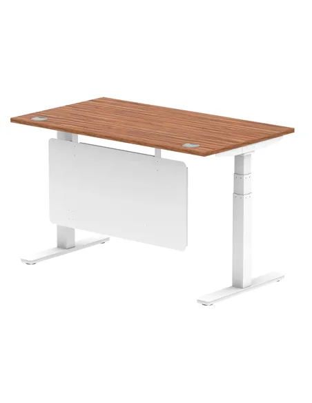 Dynamic Air Modesty 1400 x 800mm Height Adjustable Office Desk Walnut Top Cable Ports Modesty Panel HA01346