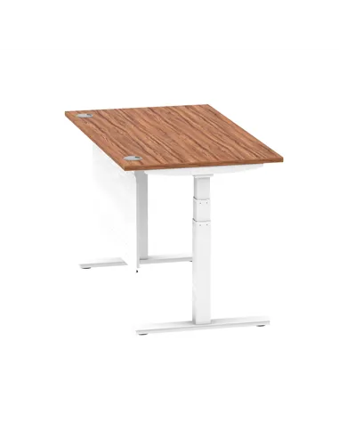 Dynamic Air Modesty 1400 x 800mm Height Adjustable Office Desk Walnut Top Cable Ports Modesty Panel HA01346
