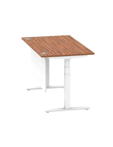 Dynamic Air Modesty 1400 x 800mm Height Adjustable Office Desk Walnut Top Cable Ports Modesty Panel HA01346