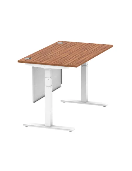 Dynamic Air Modesty 1400 x 800mm Height Adjustable Office Desk Walnut Top Cable Ports Modesty Panel HA01346