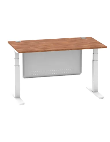 Dynamic Air Modesty 1400 x 800mm Height Adjustable Office Desk Walnut Top Cable Ports Modesty Panel HA01346