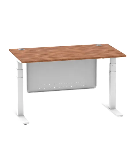 Dynamic Air Modesty 1400 x 800mm Height Adjustable Office Desk Walnut Top Cable Ports Modesty Panel HA01346