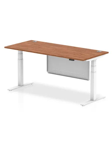 Dynamic Air Modesty 1800 x 800mm Height Adjustable Office Desk Walnut Top Cable Ports Modesty Panel HA01348