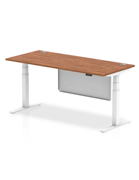 Dynamic Air Modesty 1800 x 800mm Height Adjustable Office Desk Walnut Top Cable Ports Modesty Panel HA01348