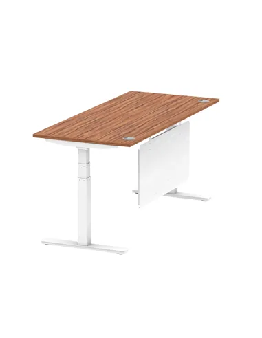 Dynamic Air Modesty 1800 x 800mm Height Adjustable Office Desk Walnut Top Cable Ports Modesty Panel HA01348