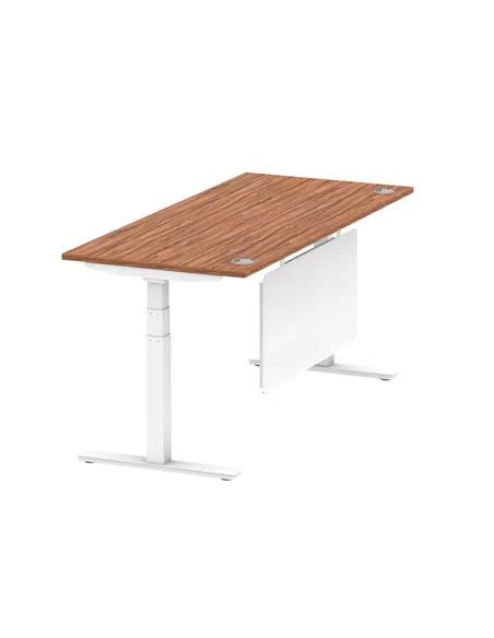 Dynamic Air Modesty 1800 x 800mm Height Adjustable Office Desk Walnut Top Cable Ports Modesty Panel HA01348