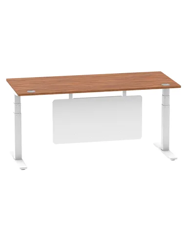 Dynamic Air Modesty 1800 x 800mm Height Adjustable Office Desk Walnut Top Cable Ports Modesty Panel HA01348