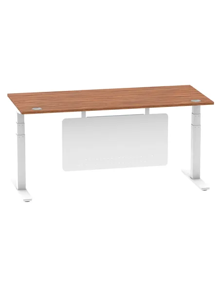 Dynamic Air Modesty 1800 x 800mm Height Adjustable Office Desk Walnut Top Cable Ports Modesty Panel HA01348