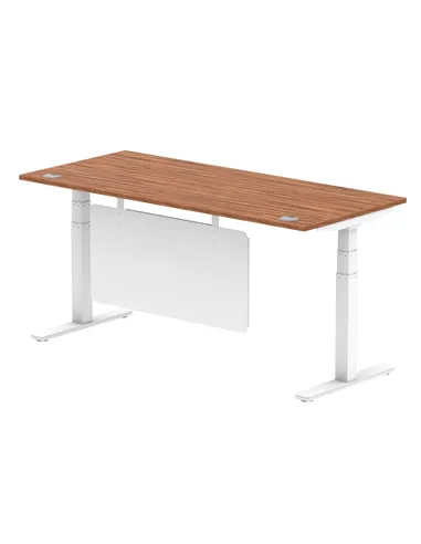 Dynamic Air Modesty 1800 x 800mm Height Adjustable Office Desk Walnut Top Cable Ports Modesty Panel HA01348