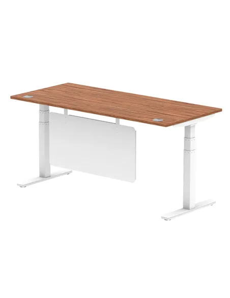 Dynamic Air Modesty 1800 x 800mm Height Adjustable Office Desk Walnut Top Cable Ports Modesty Panel HA01348