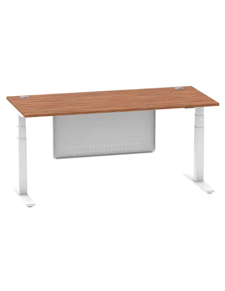 Dynamic Air Modesty 1800 x 800mm Height Adjustable Office Desk Walnut Top Cable Ports Modesty Panel HA01348