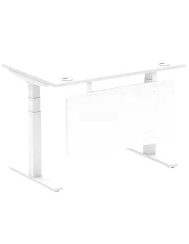 Dynamic Air Modesty 1200 x 800mm Height Adjustable Office Desk White Top Cable Ports Modesty Panel HA01349