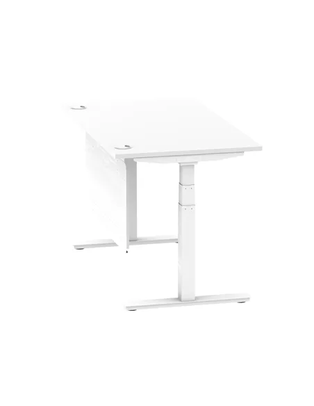 Dynamic Air Modesty 1400 x 800mm Height Adjustable Office Desk White Top Cable Ports Modesty Panel HA01350