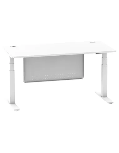 Dynamic Air Modesty 1600 x 800mm Height Adjustable Office Desk White Top Cable Ports Modesty Panel HA01351