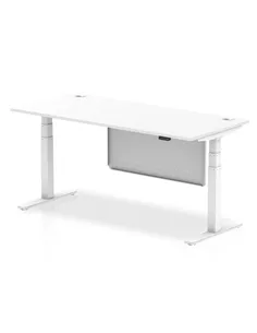 Dynamic Air Modesty 1800 x 800mm Height Adjustable Office Desk White Top Cable Ports Modesty Panel HA01352