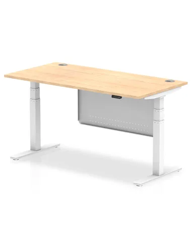 Dynamic Air Modesty 1600 x 800mm Height Adjustable Office Desk Maple Top Cable Ports Modesty Panel HA01355