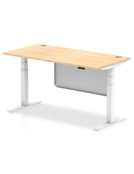 Dynamic Air Modesty 1600 x 800mm Height Adjustable Office Desk Maple Top Cable Ports Modesty Panel HA01355