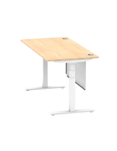 Dynamic Air Modesty 1600 x 800mm Height Adjustable Office Desk Maple Top Cable Ports Modesty Panel HA01355