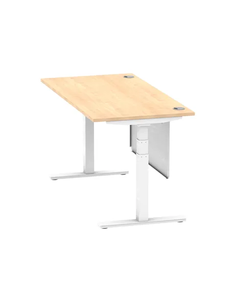 Dynamic Air Modesty 1600 x 800mm Height Adjustable Office Desk Maple Top Cable Ports Modesty Panel HA01355