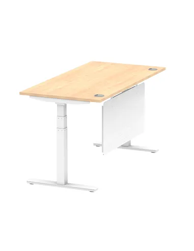 Dynamic Air Modesty 1600 x 800mm Height Adjustable Office Desk Maple Top Cable Ports Modesty Panel HA01355