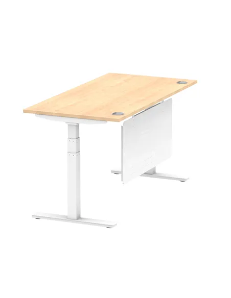 Dynamic Air Modesty 1600 x 800mm Height Adjustable Office Desk Maple Top Cable Ports Modesty Panel HA01355