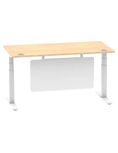 Dynamic Air Modesty 1600 x 800mm Height Adjustable Office Desk Maple Top Cable Ports Modesty Panel HA01355