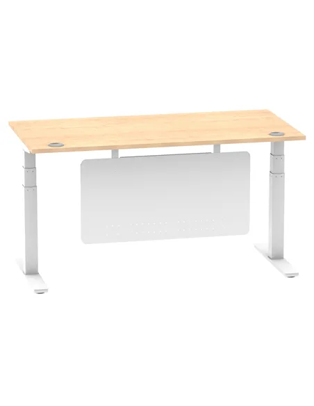 Dynamic Air Modesty 1600 x 800mm Height Adjustable Office Desk Maple Top Cable Ports Modesty Panel HA01355