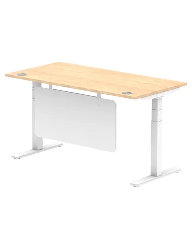 Dynamic Air Modesty 1600 x 800mm Height Adjustable Office Desk Maple Top Cable Ports Modesty Panel HA01355